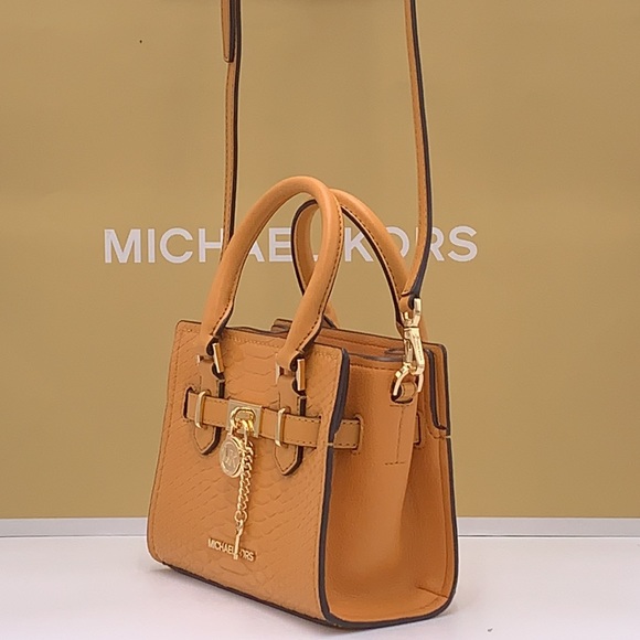 Michael Kors HAMILTON XSMALL  Snake Embossed SATCHEL CROSSBODY BAG CIDER COLOR - Picture 5 of 16